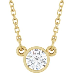Ladies Natural Diamond Solitaire Necklace (I1, G-H) — 14K Yellow Gold