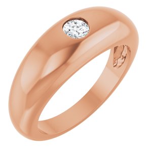 Ladies Natural Diamond Dome Ring (I1, G-H) — 14K Rose Gold