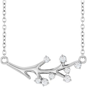 Ladies Natural Diamond Branch Necklace (I1, G-H) — 14K White Gold