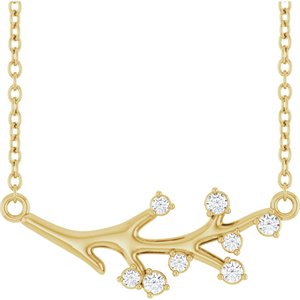 Ladies Natural Diamond Branch Necklace (I1, G-H) — 14K Yellow Gold