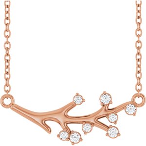 Ladies Natural Diamond Branch Necklace (I1, G-H) — 14K Rose Gold
