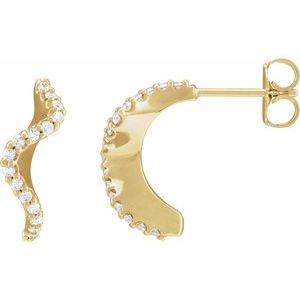 Ladies Natural Diamond 15.5 mm Hoop Earrings (I1, G-H) — 14K Yellow Gold
