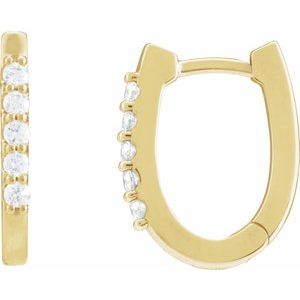 Ladies Natural Diamond 15.1 mm Hoop Earrings (I1, G-H) — 14K Yellow Gold