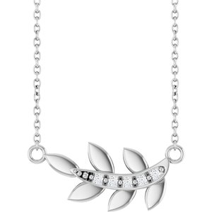 Ladies Natural Diamond Leaf Necklace (Si2-Si3, G-H) — Platinum