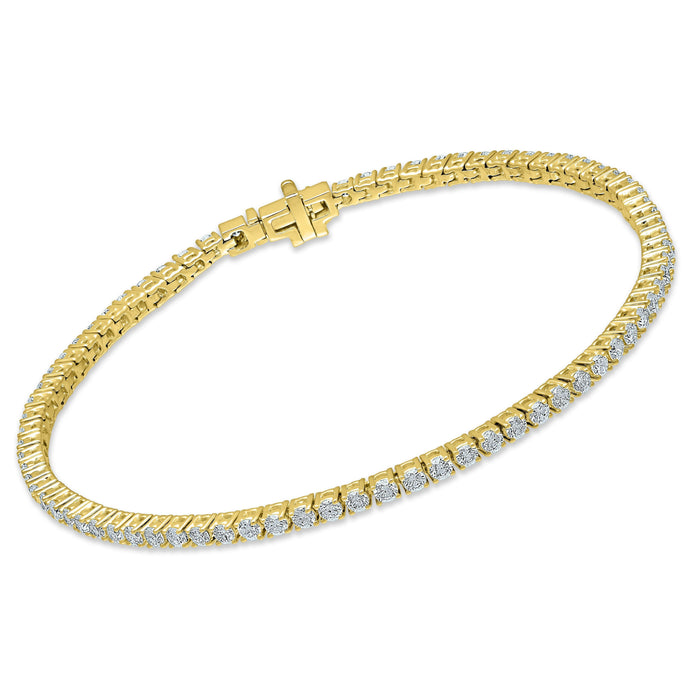 4 Prong Round Tennis Bracelet - 14k Yellow Gold, 2.00 Ct (12578) Databazaar.com