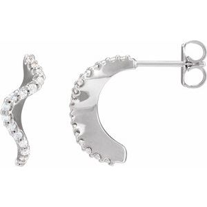 Ladies Natural Diamond 15.5 mm Hoop Earrings (SI2-SI3, G-H) — Platinum