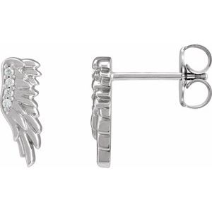 Ladies Natural Diamond Angel Wing Earrings — Platinum
