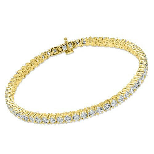 4 Prong Round Tennis Bracelet - 14k Yellow Gold, 5.00 Ct (12587) Databazaar.com