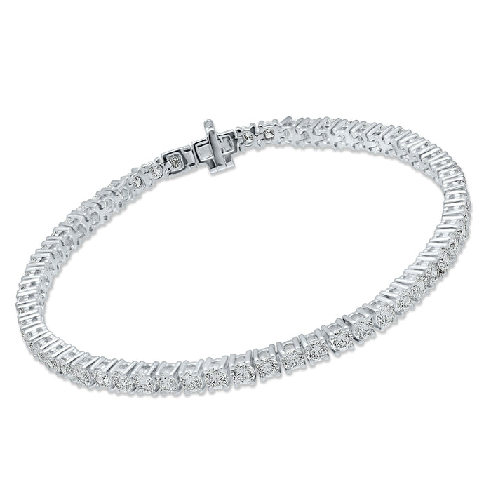 4 Prong Round Tennis Bracelet - Platinum, 5.00 Ct (12588) Databazaar.com