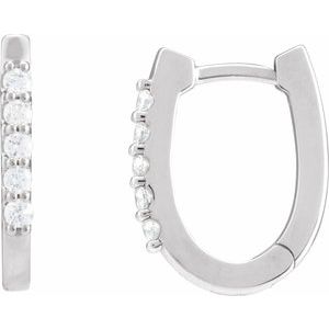 Ladies Natural Diamond 15.1 mm Hoop Earrings (I1, G-H) — Sterling Silver