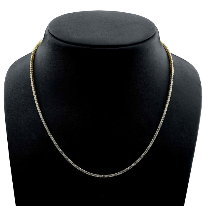 4 Prong Round Tennis Necklace - 14k Yellow Gold, 5.00 Ct (12602) Databazaar.com
