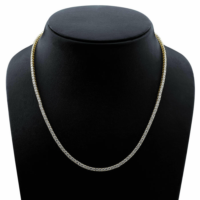 4 Prong Round Tennis Necklace - 14k Yellow Gold, 10.00 Ct (12605) Databazaar.com