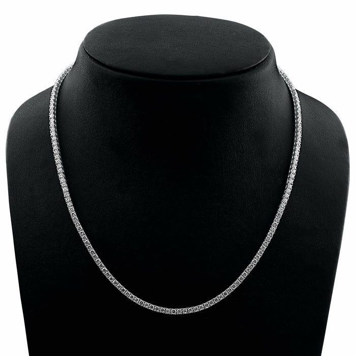 4 Prong Round Tennis Necklace - Platinum, 10.00 Ct (12606) Databazaar.com