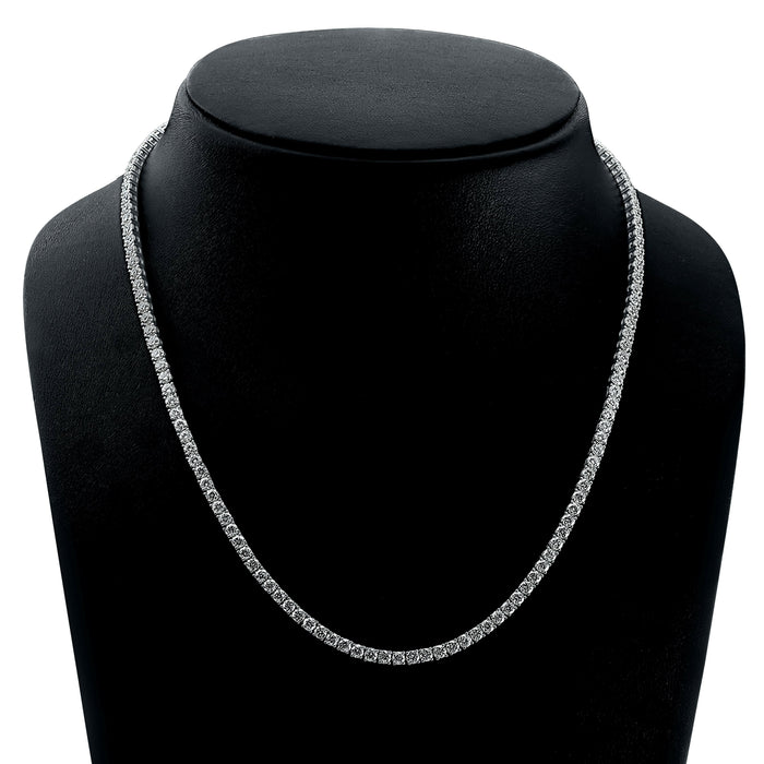 4 Prong Round Tennis Necklace - Platinum, 15.00 Ct (12609) Databazaar.com