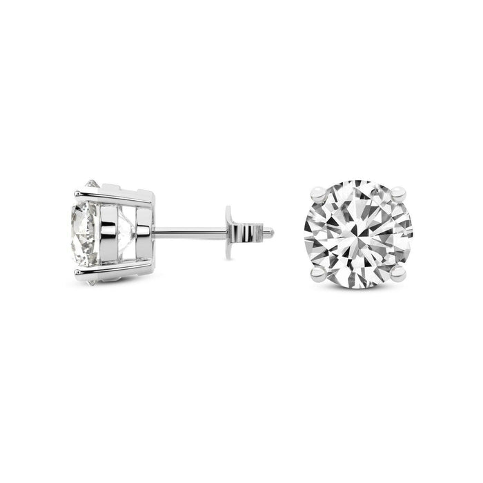 4 Prong Round Studs - 14k White Gold, 0.75 Ct (12619) Databazaar.com