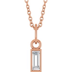 Ladies Natural Diamond Bezel-Set Necklace (Si2-Si3, Ghi) — 14K Rose Gold