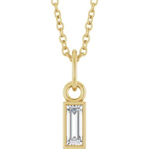 Ladies Natural Diamond Bezel-Set Necklace (Si2-Si3, Ghi) — 14K Yellow Gold