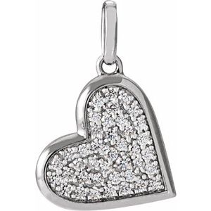 Ladies Natural Diamond Heart Charm/Pendant (I1, G-H) — 14K White Gold