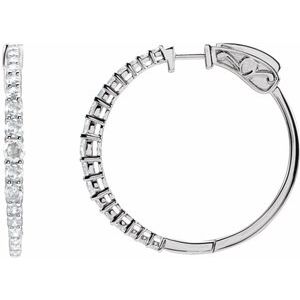 Ladies Natural Diamond 30 mm Hoop Earrings (I1, G-H) — 14K White Gold