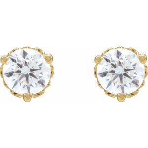 Lab-Grown Diamond Round 3-Prong Scroll Stud Earrings - Style 88183