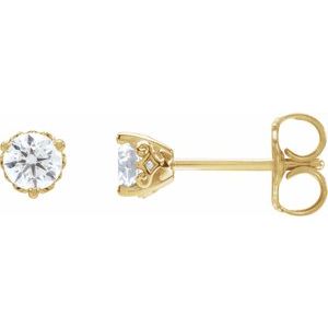 Lab-Grown Diamond Round 3-Prong Scroll Stud Earrings - Style 88183