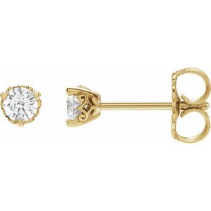 Lab-Grown Diamond Round 3-Prong Scroll Stud Earrings - Style 88183