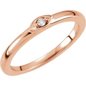 Ladies Natural Diamond Stackable Ring (I1, H+) — 14K Rose Gold