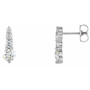 Ladies Natural Diamond Graduated Earring — 18K White Gold