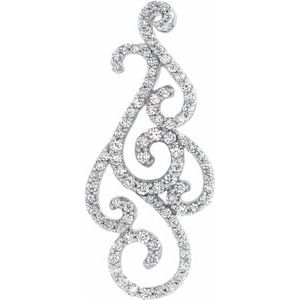 Ladies Natural Diamond Scroll Pendant — 14K White Gold