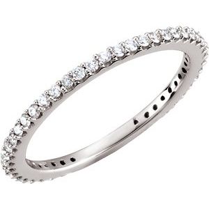 Ladies Natural Diamond Stackable Ring (I1, H+) — 14K White Gold
