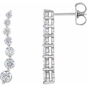 Ladies Journey Diamond Earrings — 14K White Gold