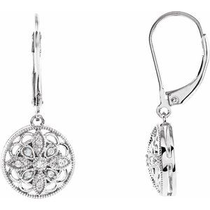 Ladies Natural Diamond Earrings — Sterling Silver
