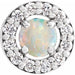 Ladies Cabochon Natural White Opal Natural Diamond Halo-Style Pendant (I1, G-H) — Sterling Silver