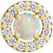 Ladies Cabochon Natural White Opal Natural Diamond Halo-Style Pendant (I1, G-H) — 14K Yellow Gold