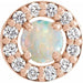 Ladies Cabochon Natural White Opal Natural Diamond Halo-Style Pendant (I1, G-H) — 14K Rose Gold