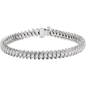 Ladies Natural Diamond Line 7 1/ Bracelet (I1, G-H) — 14K White Gold
