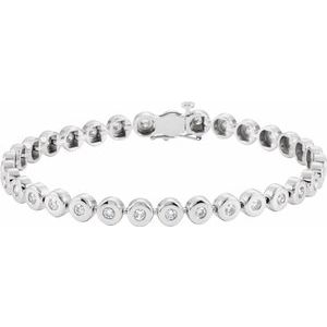 Ladies Natural Diamond Bezel-Set Line Bracelet (I1, G-H) — 14K White Gold