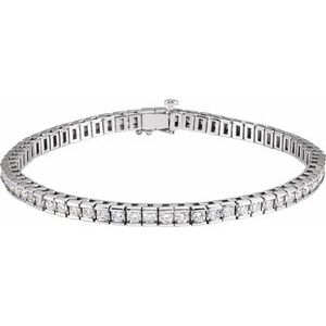 Ladies Natural Diamond Line 7 1/ Bracelet (I1, G-H) — 14K White Gold
