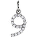 Ladies Natural Diamond Numeral 9 Charm/Pendant — 14K White Gold