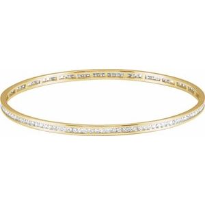 Ladies Natural Diamond Stackable Bangle Bracelet (I1, H+) — 14K Yellow Gold
