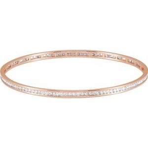 Ladies Natural Diamond Stackable Bangle Bracelet (I1, H+) — 14K Rose Gold