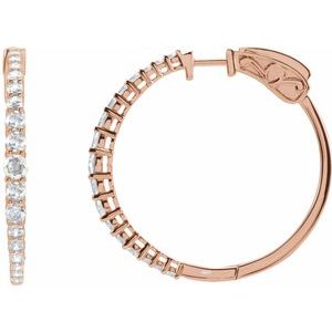 Ladies Natural Diamond 30 mm Hoop Earrings (I1, G-H) — 14K Rose Gold