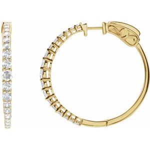 Ladies Natural Diamond 30 mm Hoop Earrings (I1, G-H) — 14K Yellow Gold
