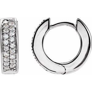 Ladies Natural Diamond 13.4 mm Right Hoop Earring (Si1, G-H) — 14K White Gold
