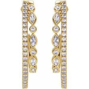 Lab-Grown Diamond Accented Hoop Earrings - Style 689200