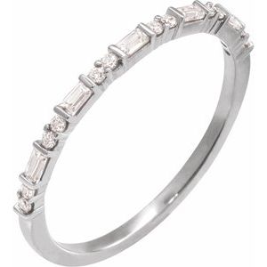 Ladies Natural Diamond Stackable Ring (I1, G-H) — 14K White Gold