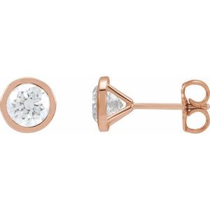 Lab-Grown Diamond Round Bezel-Set Cocktail-Style Stud Earrings