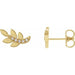 Ladies Natural Diamond Leaf Earrings — 14K Yellow Gold