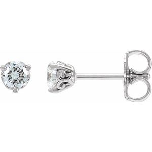 Ladies Natural Diamond Scroll Earrings (I1, G-H) — 14K White Gold
