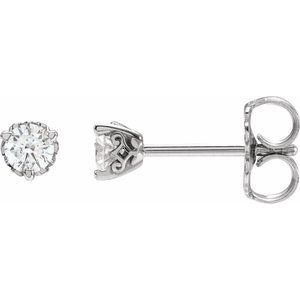 Lab-Grown Diamond Round 3-Prong Scroll Stud Earrings - Style 88183